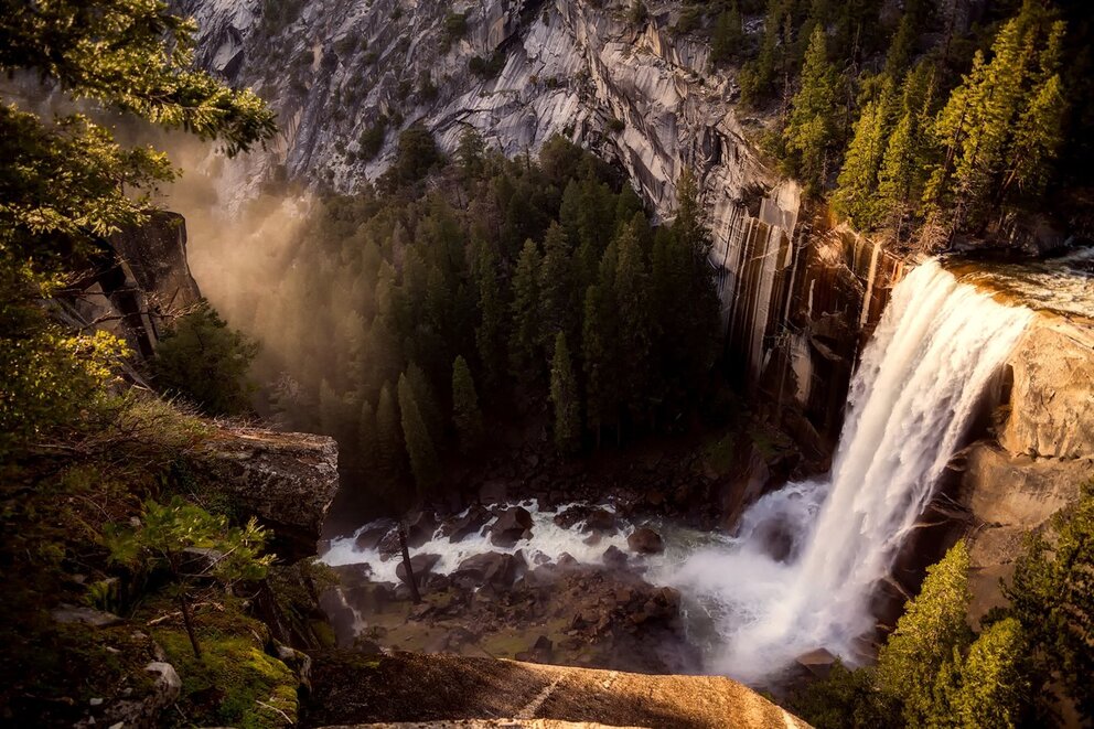 Upper View of Waterfall in Yosemite National Park